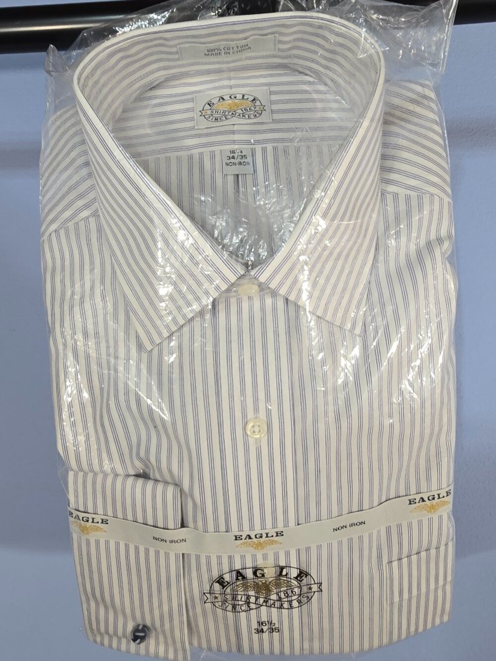 NWT Eagle Shirtmakers Men's Dress Shirt Long Sleeve White 16.5 34/35 M NEW QQ-25